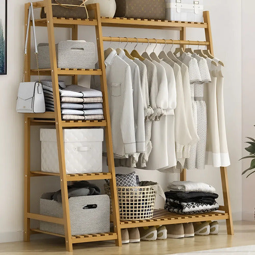 Perchero De Madera Con 5 Estantes Para Ropa Y Zapatos