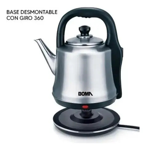 Jarra Tetera Electrica Boma Ace Inox 1.2l 1500w Automatica Plateado