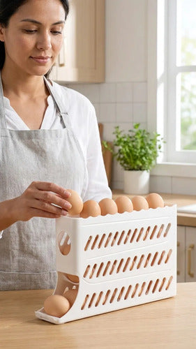 Huevera Organizador Con Dispensador De Huevos 4 Niveles