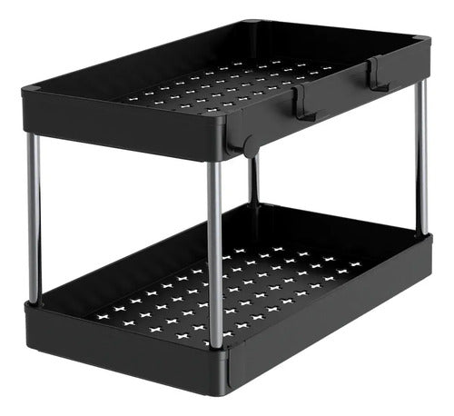 Organizador Multiuso Bajo Mesada 2 Niveles Cocina Baño Negro