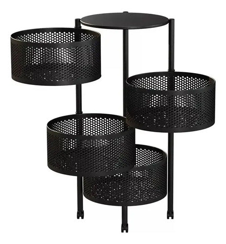 Organizador Multiuso 4 Canastos Giratorios Cocina Baño Negro