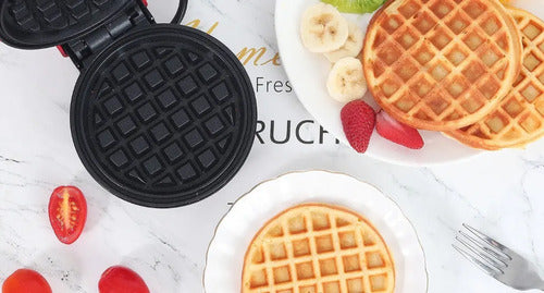 Mini Wafflera Eléctrica Antiadherente Portatil Redonda Verde