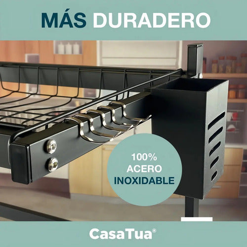 Secaplatos Escurridor 85cm Sobre Lavaplato Acero Inoxidable Color Negro Mate