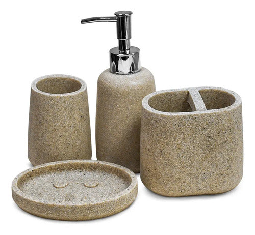 Accesorio Beige Cerámico Para Baño 4pz