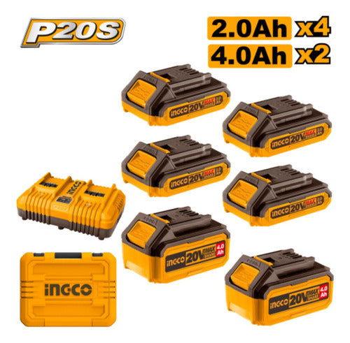 Set X 6 Baterias 20v P20s (4x2ah2x4ah)/cargador P2/valija