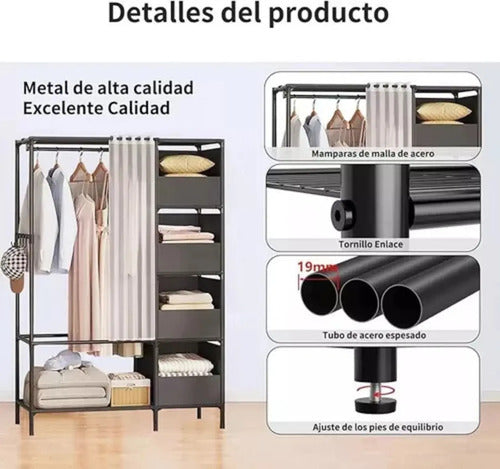 Organizador Multifuncional Ropero Con Perchero Y Cajones