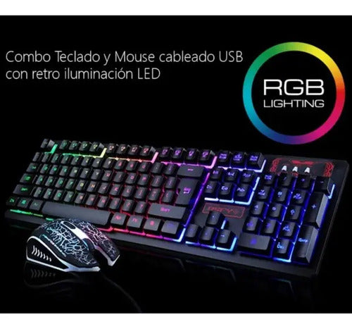 Kit Teclado + Raton Y Auriculares Gamer Iluminación Rgb Pc Negro