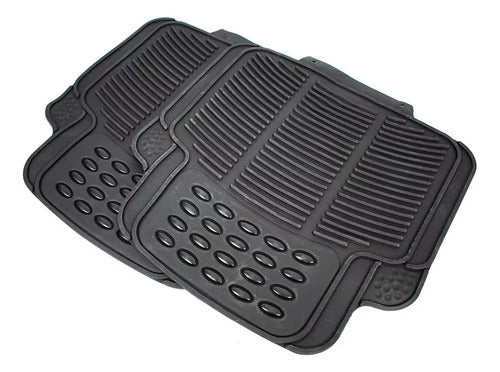 Alfombra De Auto 4pz De Goma Reforzada Lh-1072 Negro