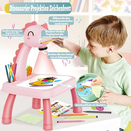 Mesa De Dibujo Con Proyector Led Luz Y Música Para Niños