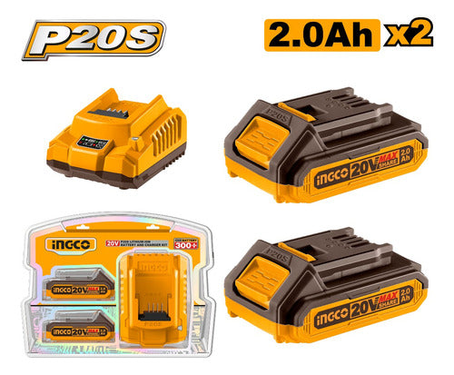 Set X2 Bateria 20v 2amp + 1 Cargador Ingco