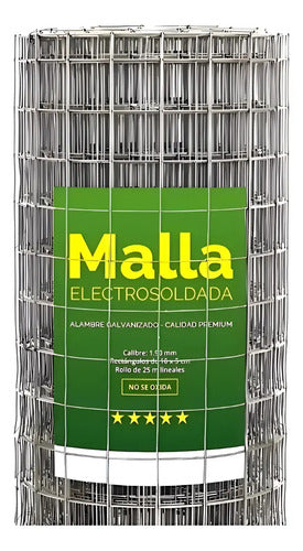 Tejido Malla Electrosoldada Galvanizada Rollo 1.80 X 25 Mts Plateado
