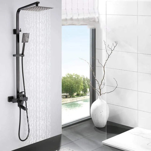 Duchero Barral Exterior Monocomando Baño Moderno Negro