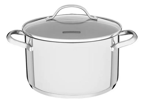 Batería De Cocina C/tapa De Vidrio 3pz. 16/20/24cm Plateado