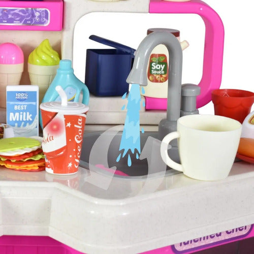 Cocina Interactiva Con Luz Sonido Y Efectos Con 113 Piezas Rosa