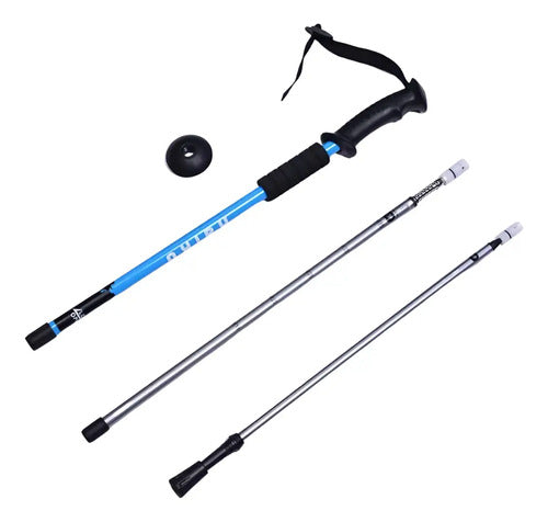 Baston De Tekking Senderismo 135cm Antishock Color Azul