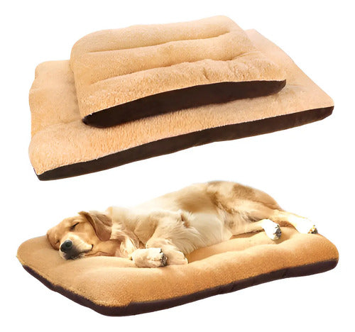Cama Cucha Puff Grande Lavable Perro Gato Mascotas Dormir Beige Peludita