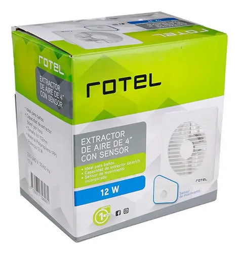 Extractor De Baño Con Sensor Rotel 4 102mm 66m3/hora Color Blanco