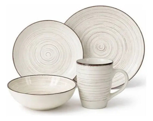 Set De Vajilla De Cerámica Rayado 16pcs