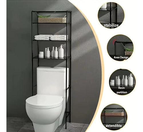 Mueble Organizador Water Inodoro De Metal Baño 3 Estantes