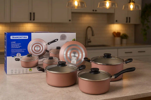 Bateria De Cocina Tramontina Juego 7 Pz Antiadherente Nude