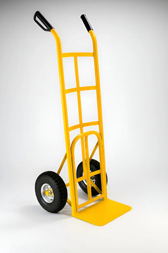 Carro De Carga Industrial Con Aleta 200kg - Rueda Inflable Amarillo