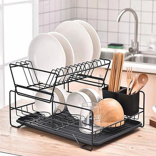 Escurridor Sobremesada 2 Niveles Premium Negro