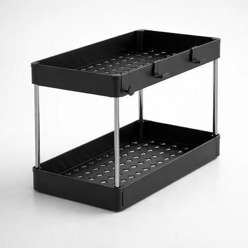 Organizador Multiuso Bajo Mesada 2 Niveles Cocina Baño Negro