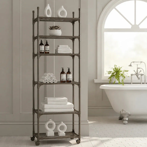 Estante Organizador 6 Niveles Para Baño Y Cocina Resistente Negro