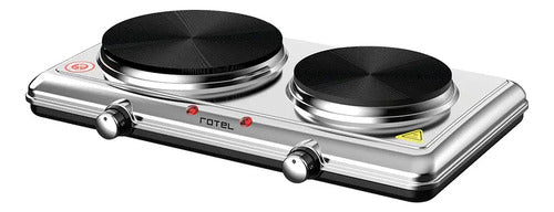 Anafe Cocina Eléctrico De Acero Inoxidable 2 Discos Rotel Color Plateado