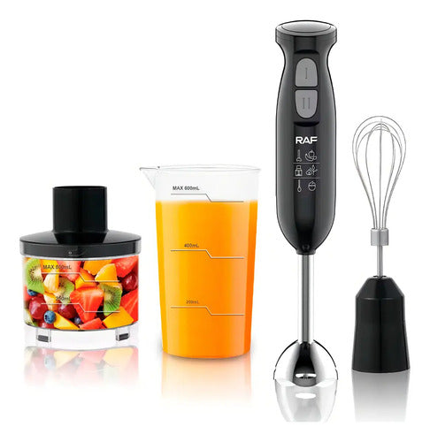 Mixer Raf Negro 4 En 1 Acero Inoxidable Picador Batidor Vaso Medidor