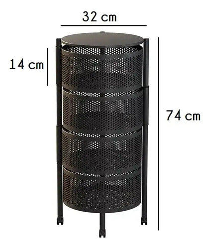 Organizador Multiuso 4 Canastos Giratorios Cocina Baño Negro