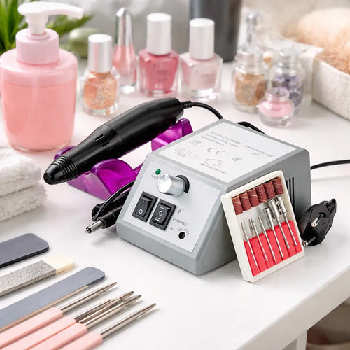 Torno Profesional Manos Y Pies Set Manicura Y Pedicura Negro / Gris