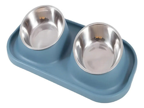 Plato Comedero Bebedero Mascotas Acero Antideslizante Perros