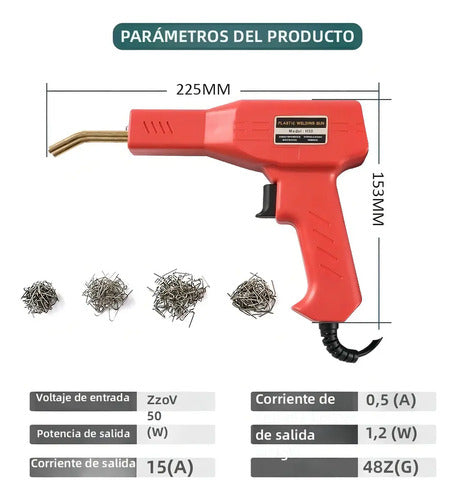 Soldadoras De Plásticos 50w + Grampas+ Herramientas+ Maletín Rojo