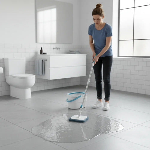 Mopa Cuadrada De Microfibra Con Balde Set De Limpieza