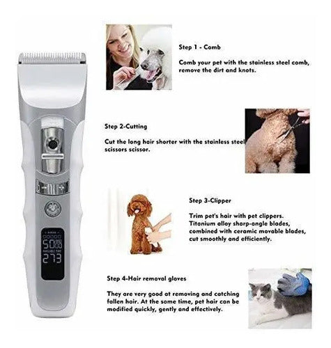 Maquina Cortar Pelo Inalámbrica Perro Gatos Mascota Tgouy Blanco