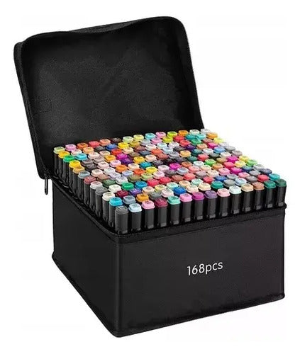 Marcadores Doble Punta Plumones Punta Pincel 168 Colores Vibrante