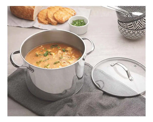 Batería De Cocina C/tapa De Vidrio 3pz. 16/20/24cm Plateado