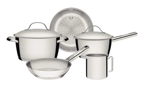 Juego Bateria De Cocina Tramontina Allegra Acero Inoxidable Gris