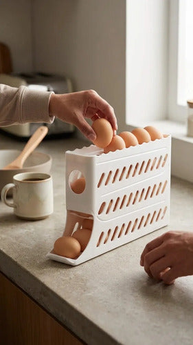Huevera Organizador Con Dispensador De Huevos 4 Niveles