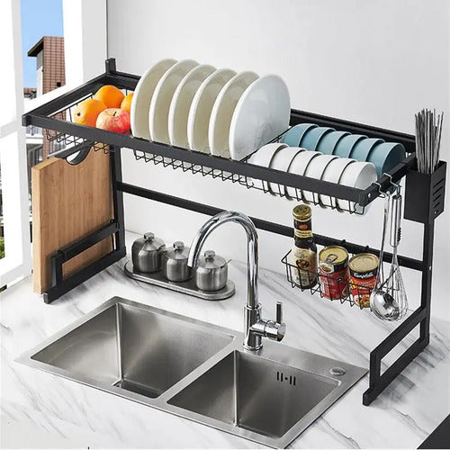 Escurridor Vasos Platos Cubiertos 65 Cm Inoxidable Premium Negro