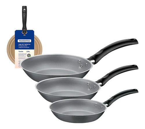 Set De Sartenes Tramontina Turim 3 Piezas 16cm-20cm-24cm Ub Negro