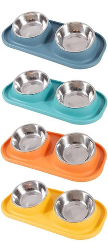 Plato Comedero Bebedero Mascotas Acero Antideslizante Perros