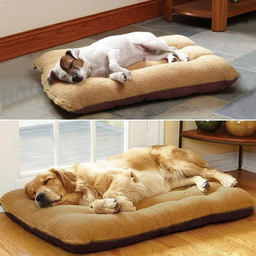 Cama Cucha Puff Grande Lavable Perro Gato Mascotas Dormir Beige Peludita