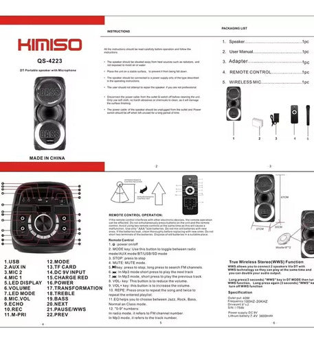 Parlante Inalámbrico 3000w 8  Dj Bluetooth