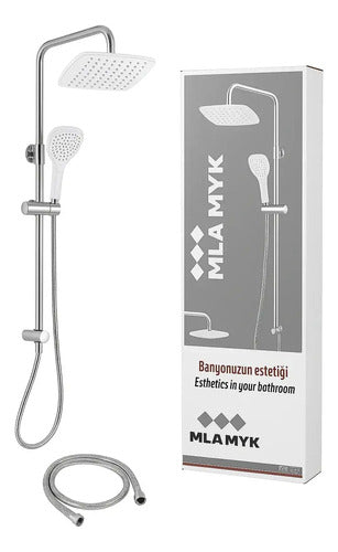 Barral Columna Ducha Acero Inox Cuadrada C/teléfono