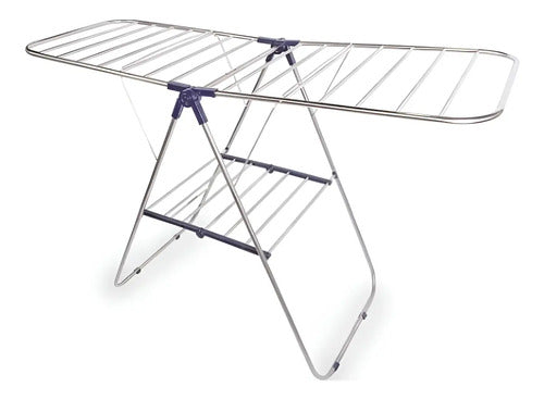 Tendedero Para Ropa De Pie Plegable Tender Acero Inoxidable Color Blanco
