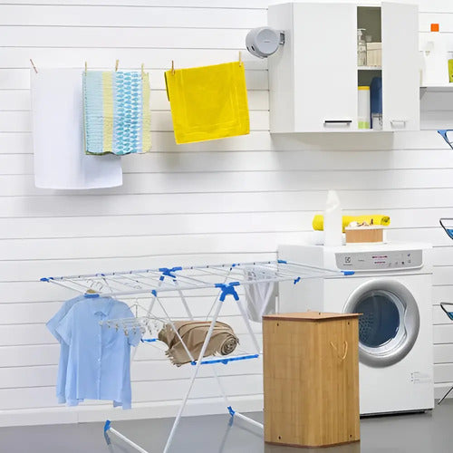 Tendedero Para Ropa De Pie Plegable Tender Acero Inoxidable Color Blanco