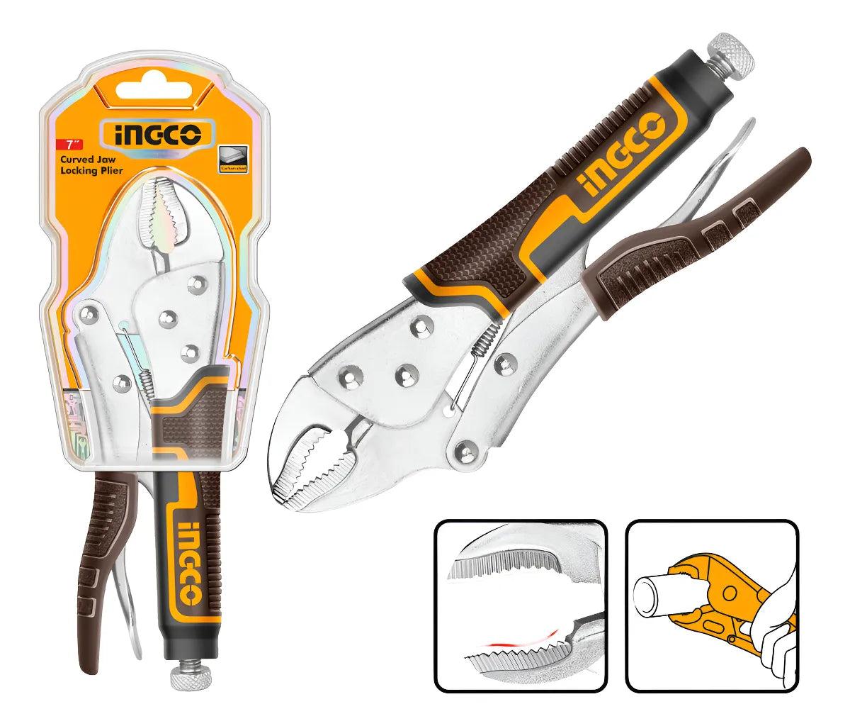 Pinza Morsa Cromo Vanadio 7 Ingco Hcjlw0207 Curva