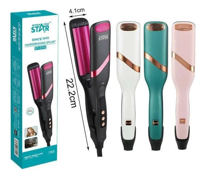 Plancha De Pelo Onda Doble Winning Star Planchita 4 Colores